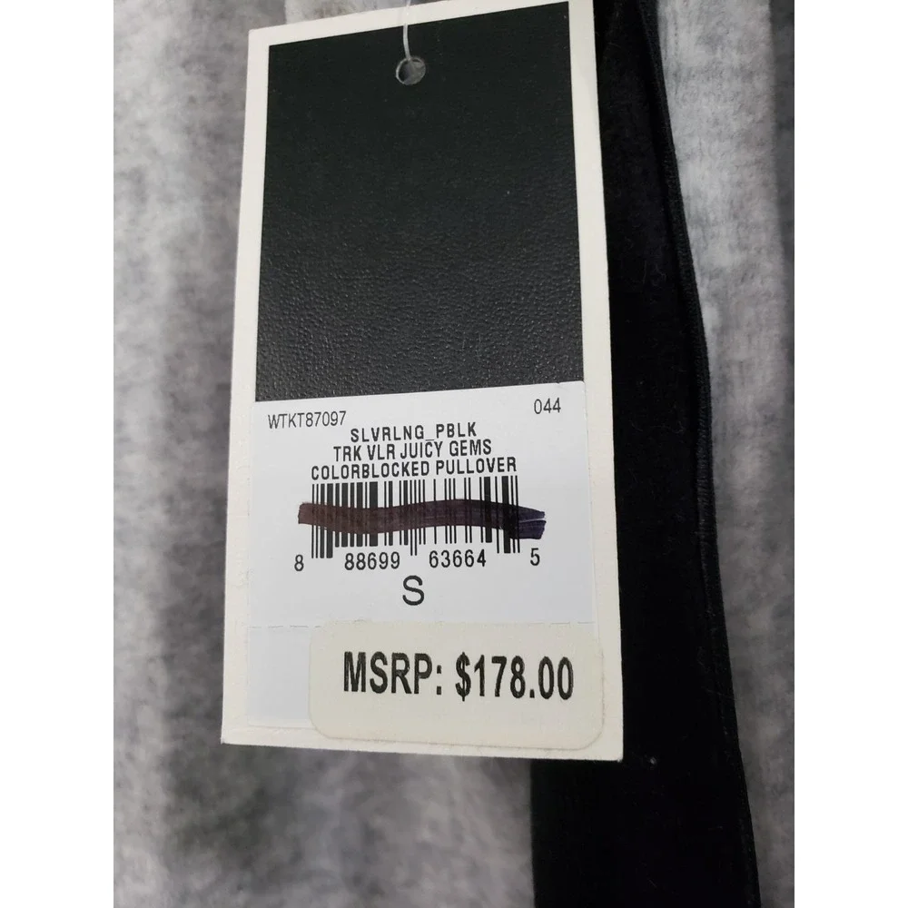 NEW JUICY COUTURE BLACK LABEL Silver Velour Gems Pullover Small $178 glam y2k